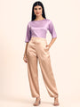 Luxury Satin Wide Leg Pants European Fabric  Light Beige Glam Look
