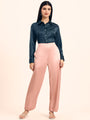 Luxury Satin Wide Leg Pants European Fabric  Blush Pink Glam Look