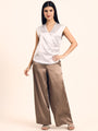 Women's Luxury European Satin V Neck Pleated Sleeveless Top