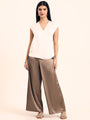 Women's Luxury European Satin V Neck Pleated Sleeveless Top