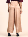 Luxury Satin Wide Leg Pants European Fabric  Rose Sand Glam Look