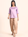 Women's Luxury Elegant Lavender European Satin Top