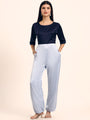 Luxury Satin Wide Leg Pants European Fabric  Ice Blue Glam Look