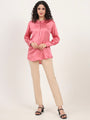 Summer Satin Rose Pink Front Pleated Tunic
