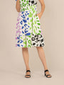 Rayon Printed Striped Smocked Midi Dress