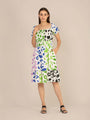 Rayon Printed Striped Smocked Midi Dress