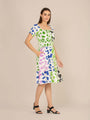 Rayon Printed Striped Smocked Midi Dress
