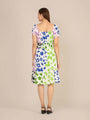 Rayon Printed Striped Smocked Midi Dress