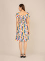 Rayon Printed Striped Smocked Midi Dress
