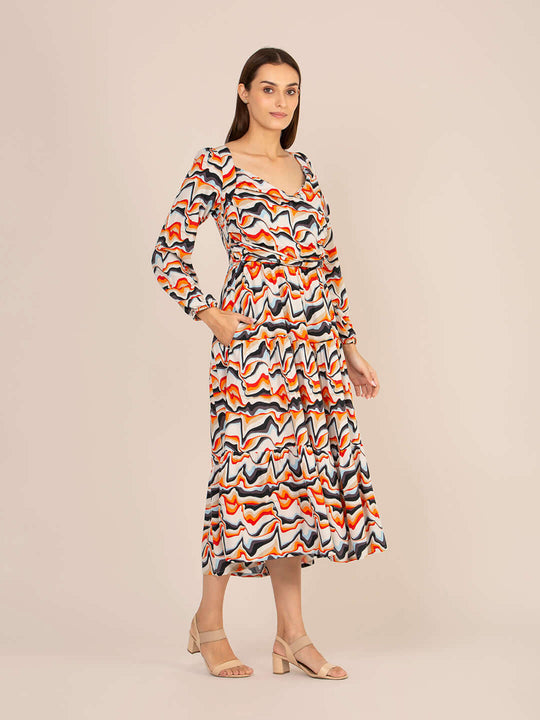 Rayon Printed A Line Full Sleeve Maxi Dress