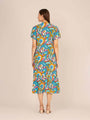 Rayon Printed Puff Sleeve A Line Front Button Maxi Dress