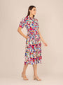 Rayon Printed Puff Sleeve A Line Shirt Dress