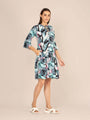 Rayon Printed Fit & Flare V Neck String Midi Dress