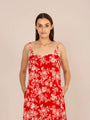 Rayon Printed V Neck Shoulder Strap Maxi Dress