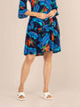 Rayon Printed Fit & Flare V Neck String Midi Dress