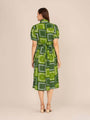 Rayon Printed Puff Sleeve A Line Shirt Dress