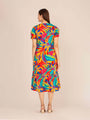 Rayon Printed Puff Sleeve A Line Front Button Maxi Dress