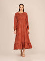 Rayon Printed Full Sleeve Maxi Dress