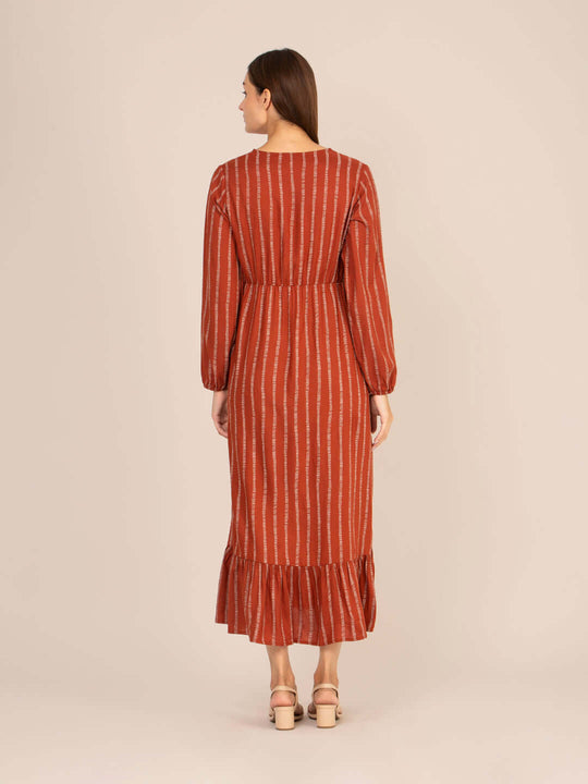 Rayon Printed Full Sleeve Maxi Dress