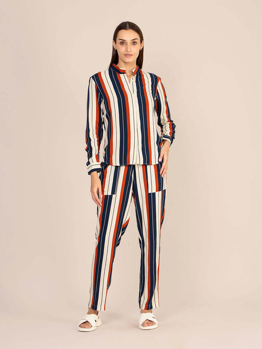 Women'S Premium Rayon Striped Coord Set
