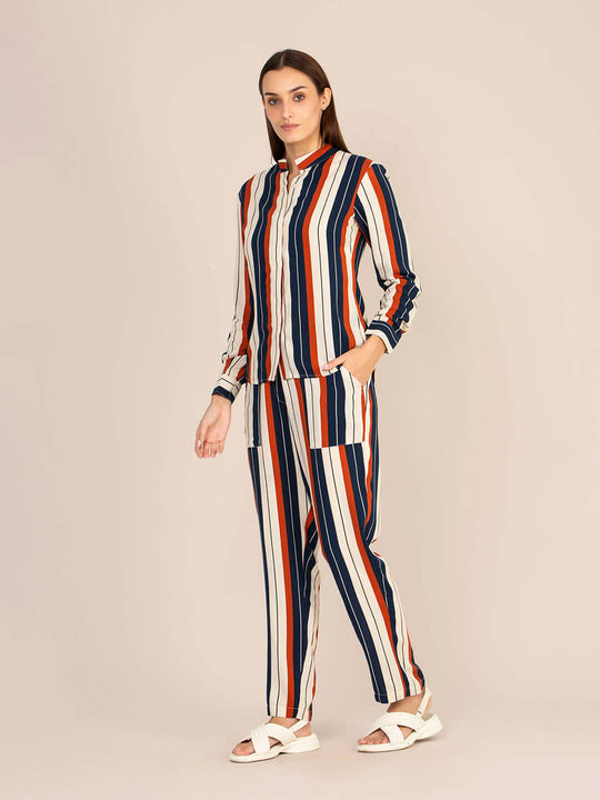 Women'S Premium Rayon Striped Coord Set