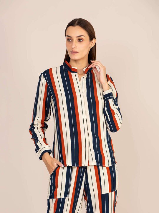 Women'S Premium Rayon Striped Coord Set