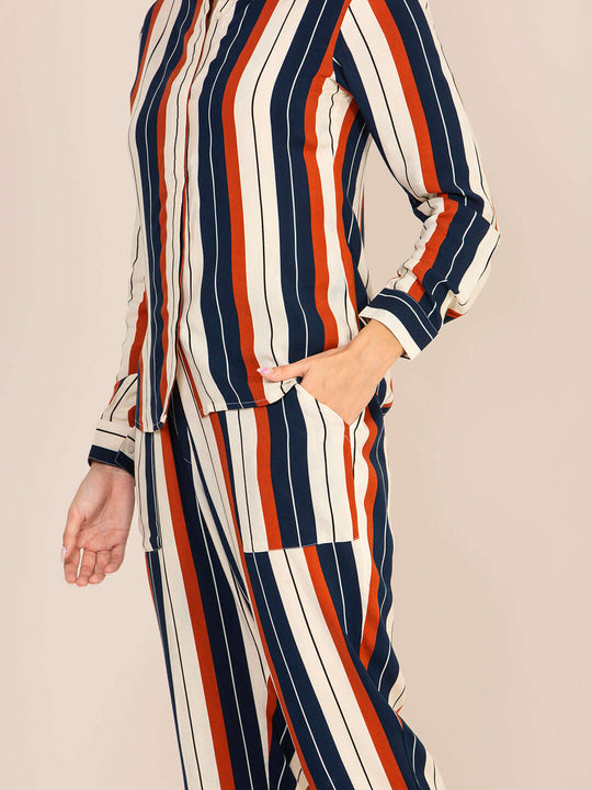 Women'S Premium Rayon Striped Coord Set