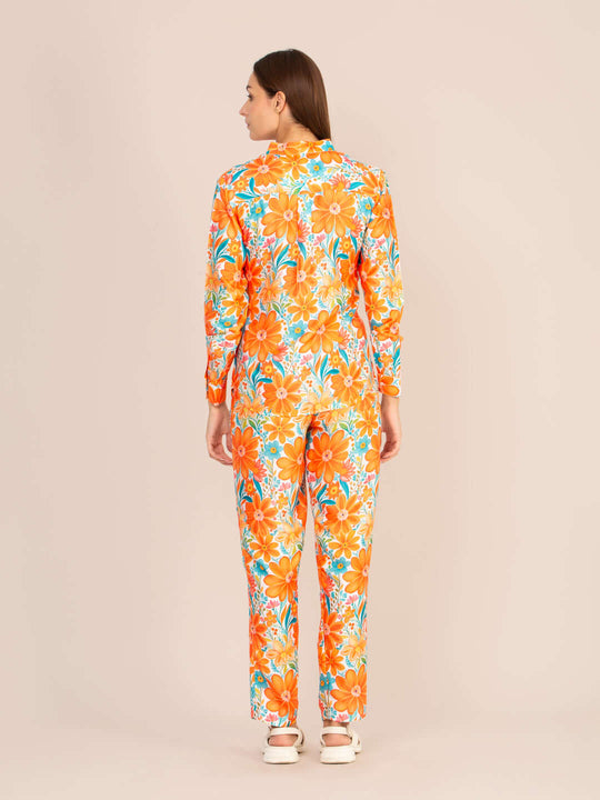 Women'S Premium Roman Satin Floral Coord Set