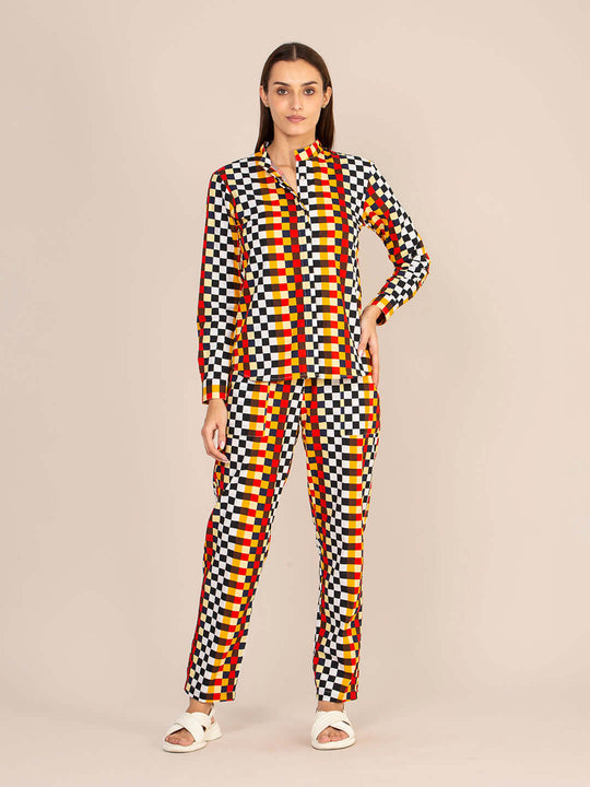 Women'S Premium Poplin Checkered Coord Set