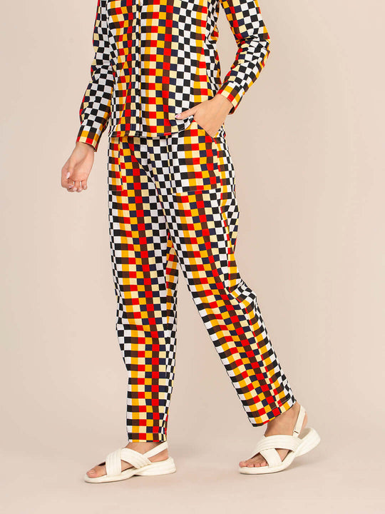 Women'S Premium Poplin Checkered Coord Set