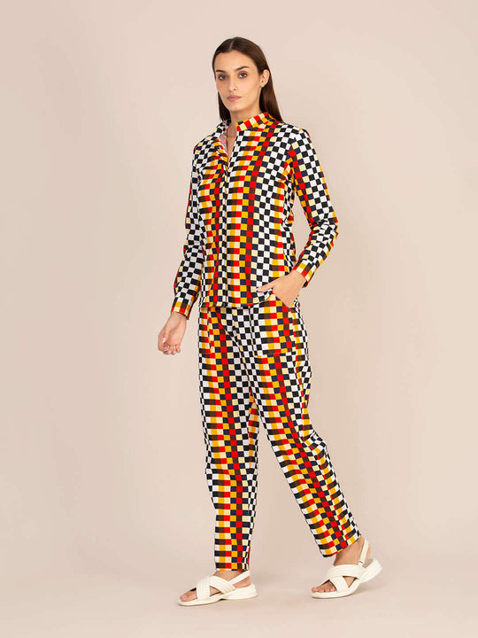 Women'S Premium Poplin Checkered Coord Set