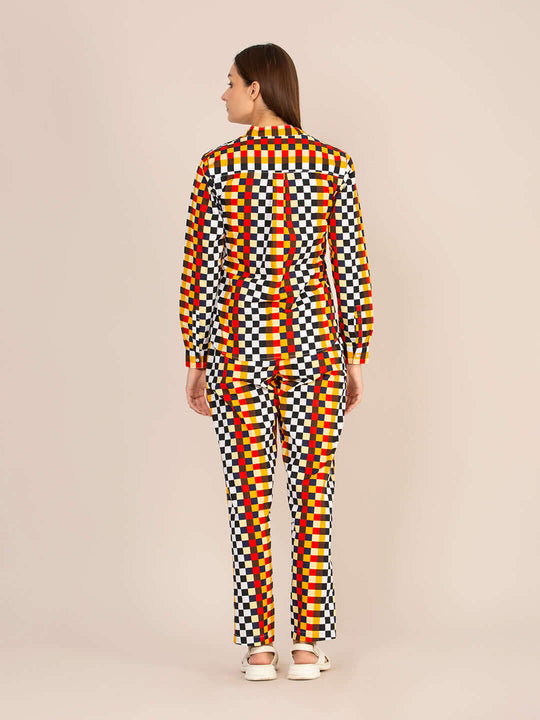 Women'S Premium Poplin Checkered Coord Set