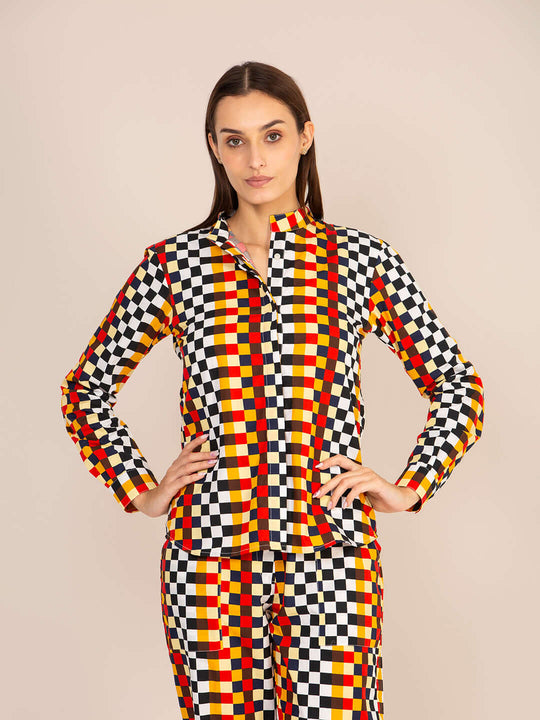 Women'S Premium Poplin Checkered Coord Set