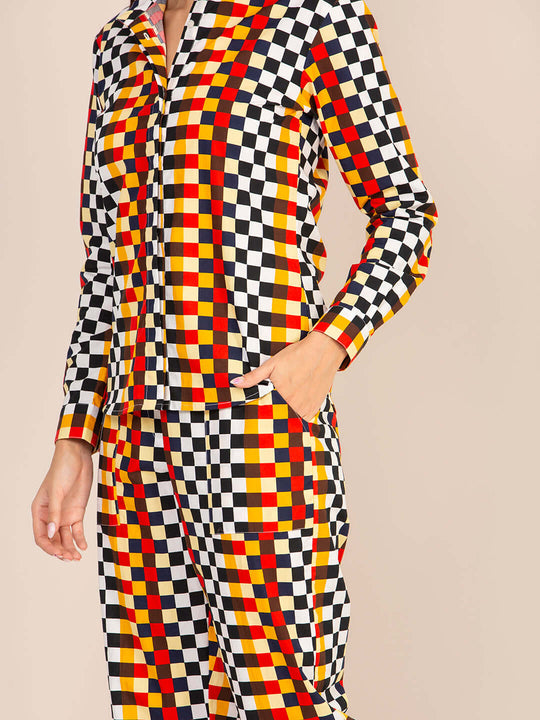 Women'S Premium Poplin Checkered Coord Set