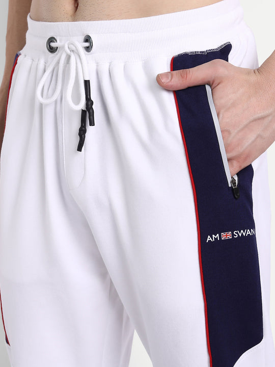 Mens Cotton Rich Lycra With Contrast Panel Printed Track Pants