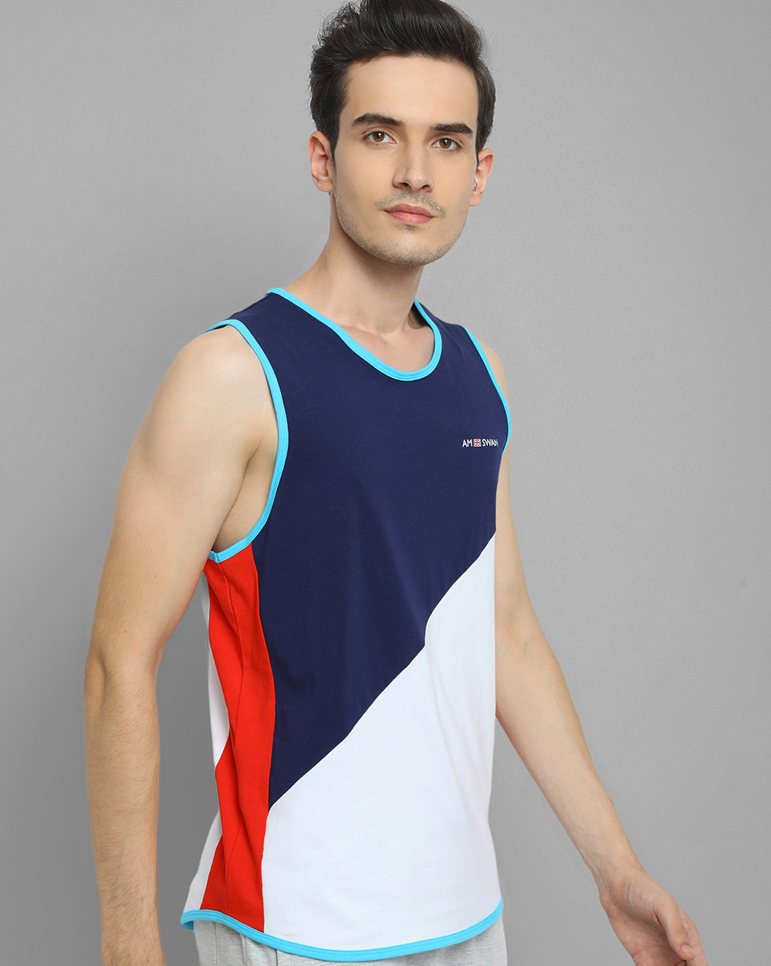 MENS COTTON RICH LYCRA SLEEVELESS CREW NECK T-SHIRTS