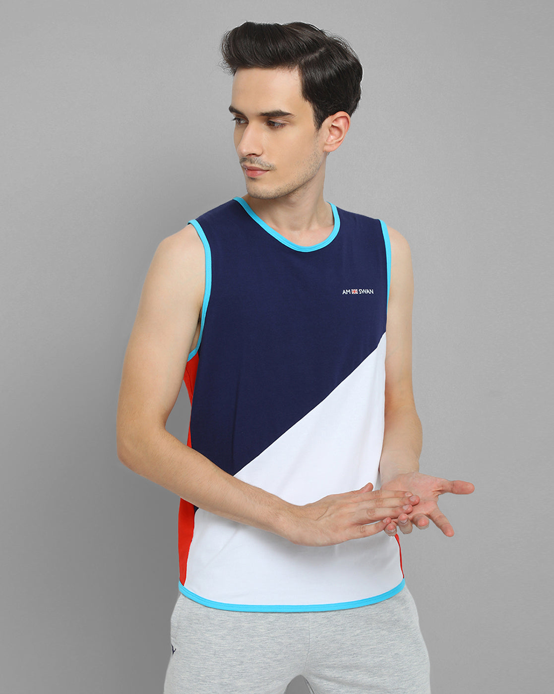 MENS COTTON RICH LYCRA SLEEVELESS CREW NECK T-SHIRTS