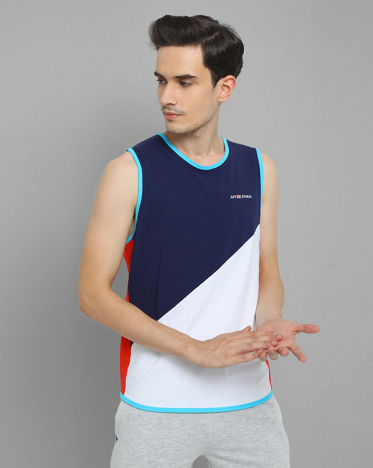 MENS COTTON RICH LYCRA SLEEVELESS CREW NECK T-SHIRTS