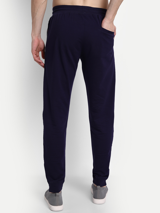 Mens Cotton Rich Lycra Track Pant With Side Printed Tape