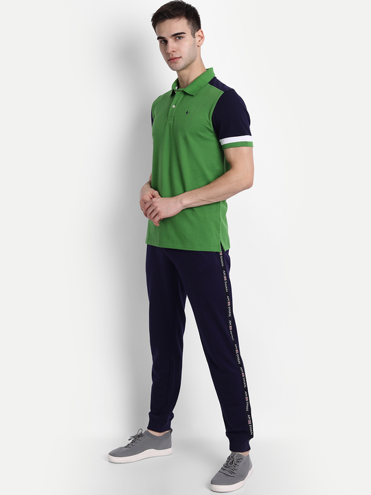 Mens Cotton Rich Lycra Track Pant With Side Printed Tape