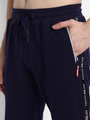 Mens Cotton Rich Lycra Track Pant With Side Printed Tape