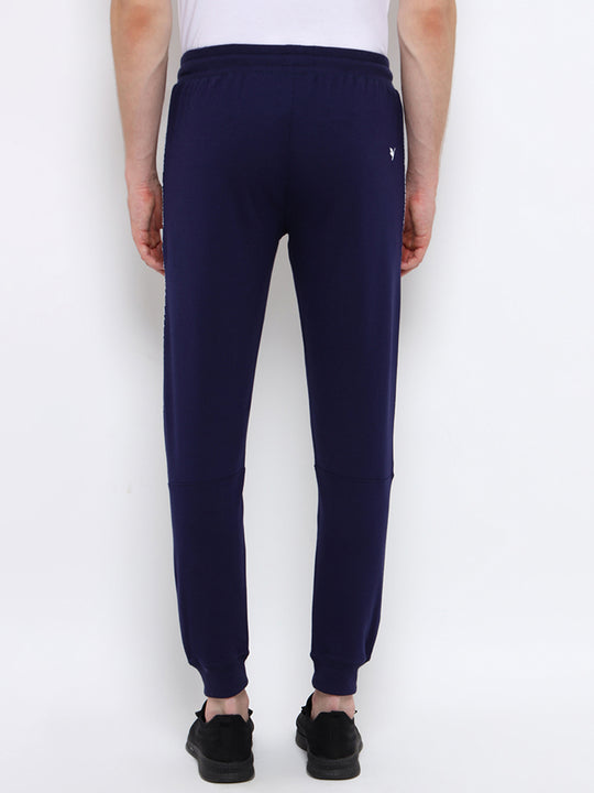 Mens Cotton Rich Lycra Track Pant With Side Printed Tape