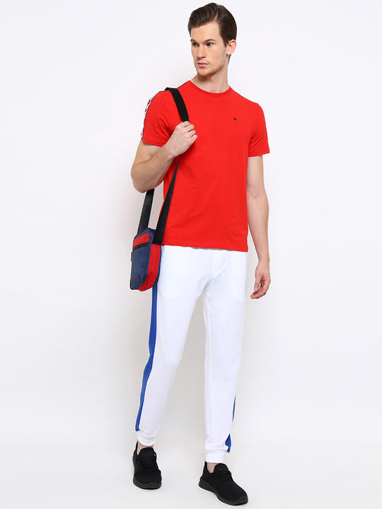 Mens Cotton Rich Lycra Track Pant With Side Stripe