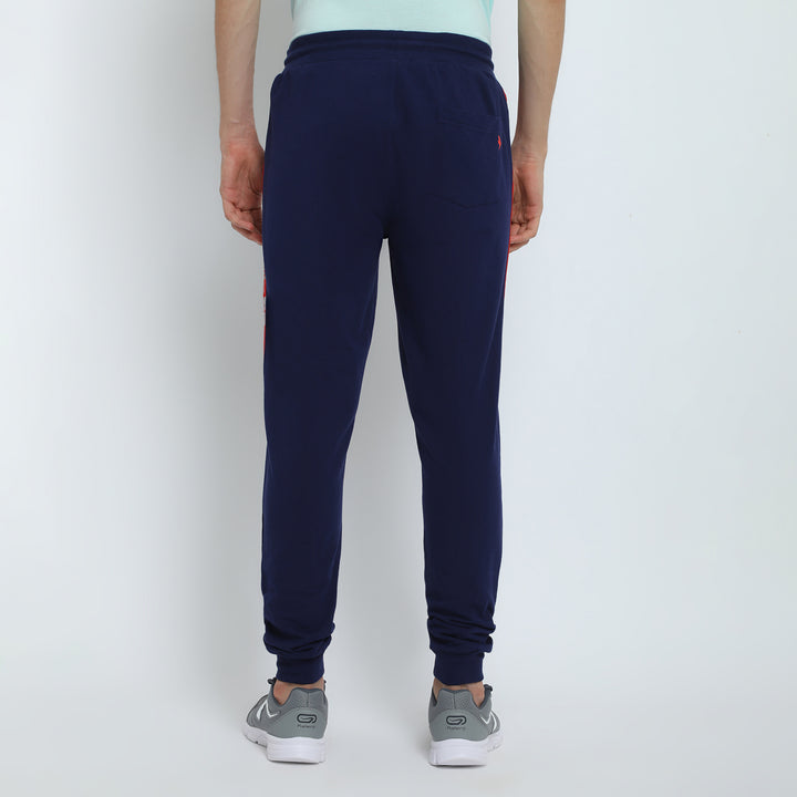 MENS PREMIUM COTTON COLOURBLOCKED PRINTED TRACK PANTS