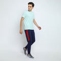 MENS PREMIUM COTTON COLOURBLOCKED PRINTED TRACK PANTS