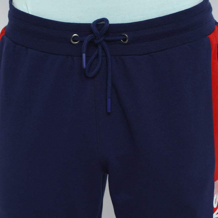 MENS PREMIUM COTTON COLOURBLOCKED PRINTED TRACK PANTS