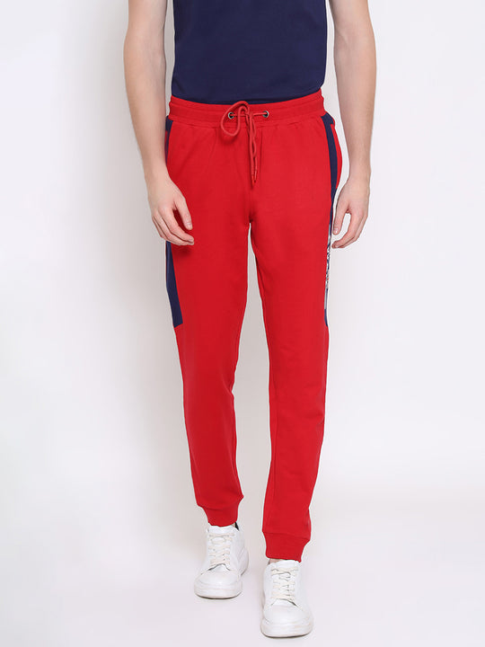 Mens Premium Cotton Colourblocked Printed Track Pants