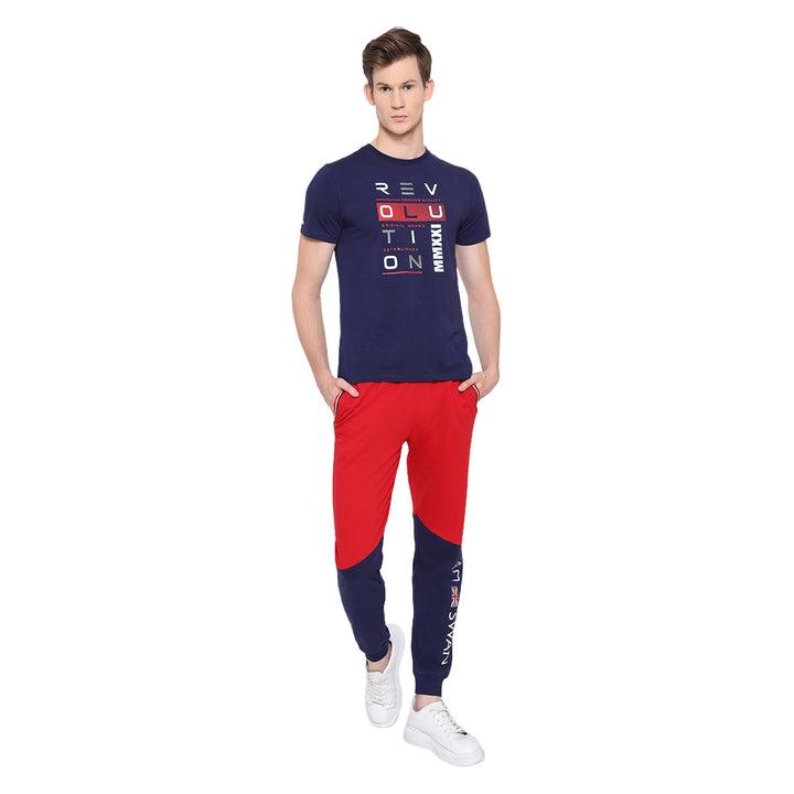 Mens Premium Cotton Colourblocked Printed Track Pants