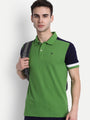 Premium Green & Navy Cotton Striped Half Sleeve Polo