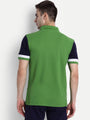 Premium Green & Navy Cotton Striped Half Sleeve Polo